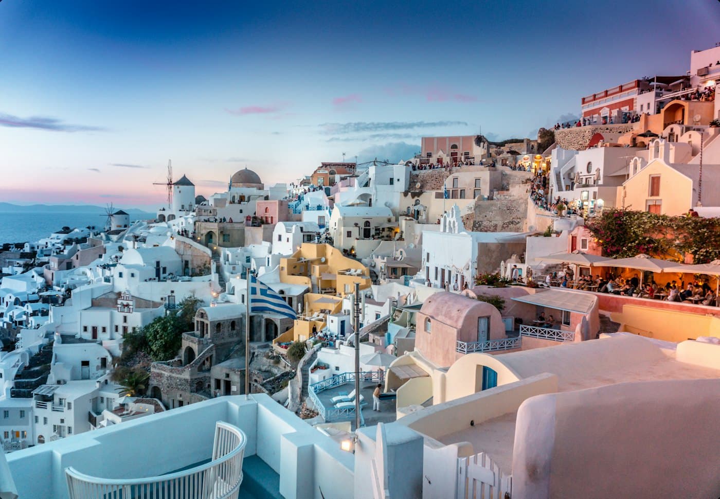A lane of whitewashed houses