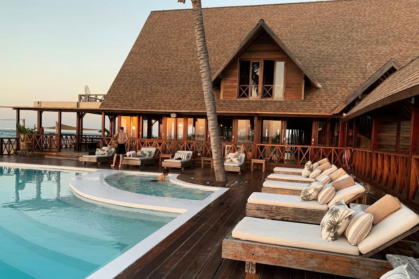 The hotel in the evening